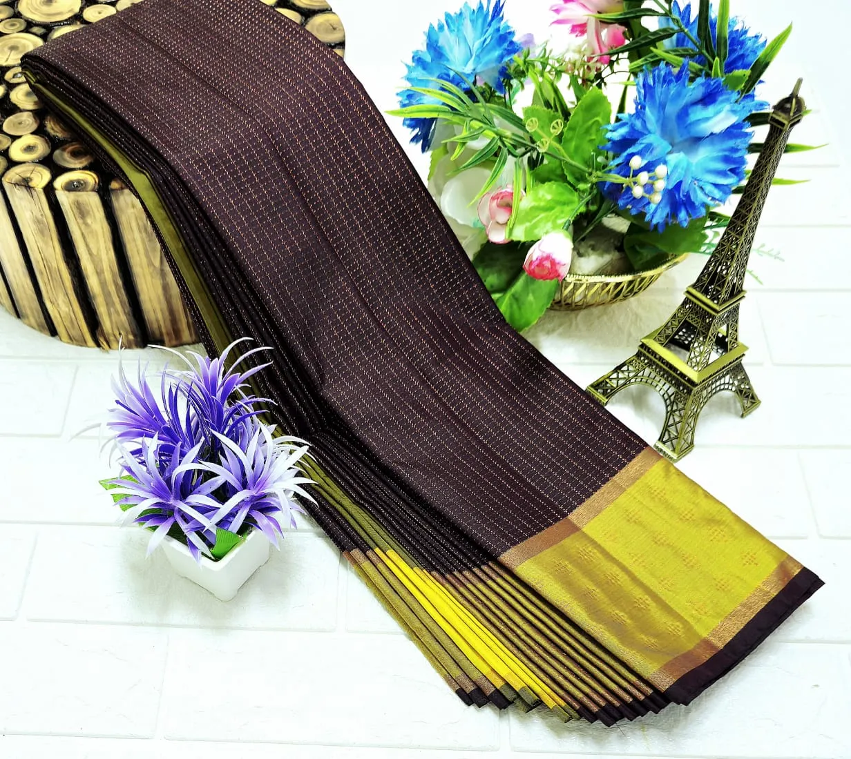 Grand Linear Tower Butta Soft Silk Saree
